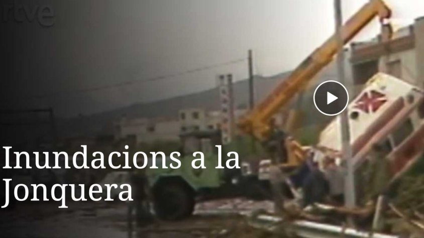 Vídeo de les inundacions de la Jonquera l'any 1986 o 1987