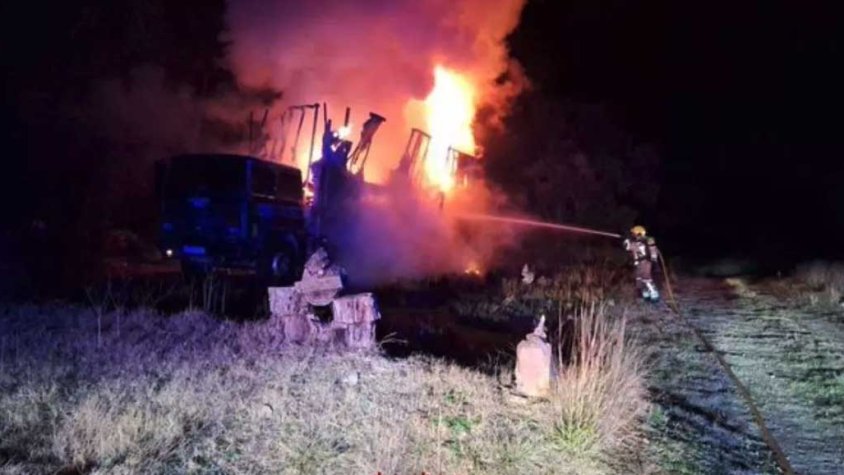Un home ferit greu en l'incendi de la caixa d'un camió a Agullana