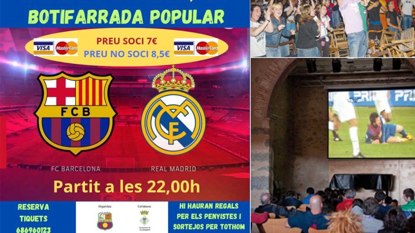 Pantalla gegant, botifarrada i sortejos per viure el clàssic a Can Laporta.