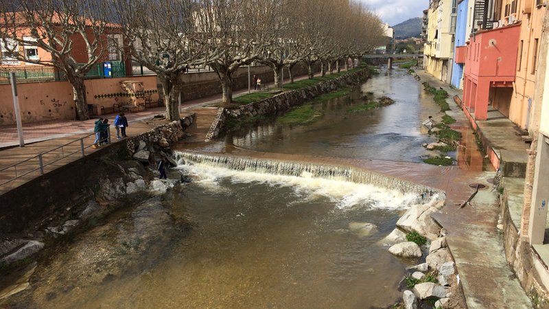 El Llobregat des del pont d'Arias Comellas en direcció nord avui a les 3 de la tarda