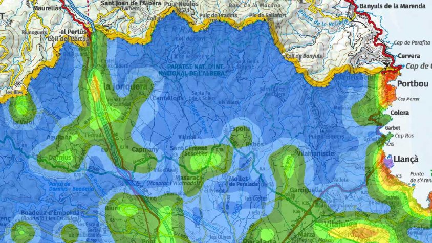 La contaminació lumínica de la Jonquera reflectida en plànol