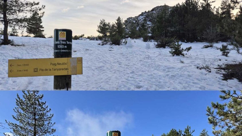 El pic dels Tres Termes a l'estiu i a l'hivern