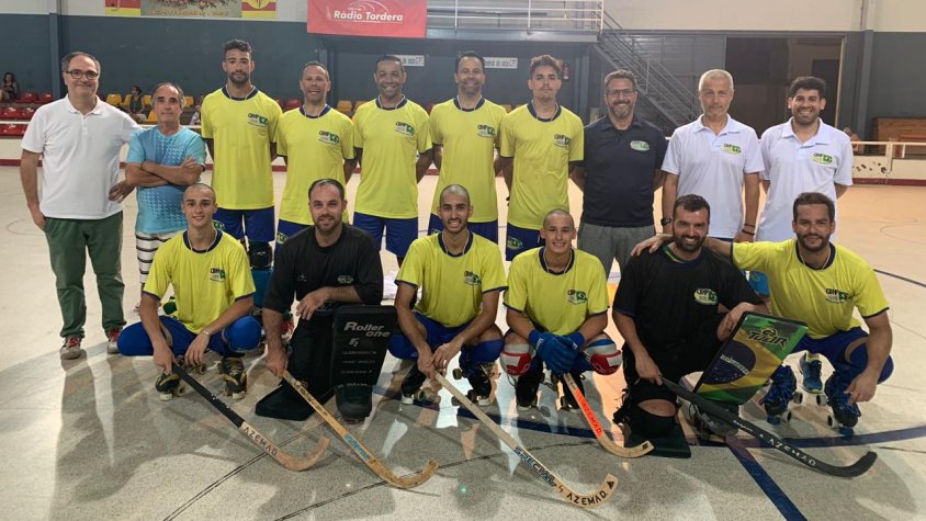 L'equip després de l'últim partit d'entrenament, ahir al vespre, contra el Girona CH