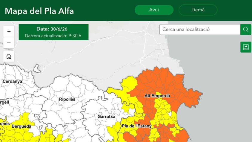 L'Albera entra en fase d'alt risc d'incendi en acabar un juny excepcionalment calorós